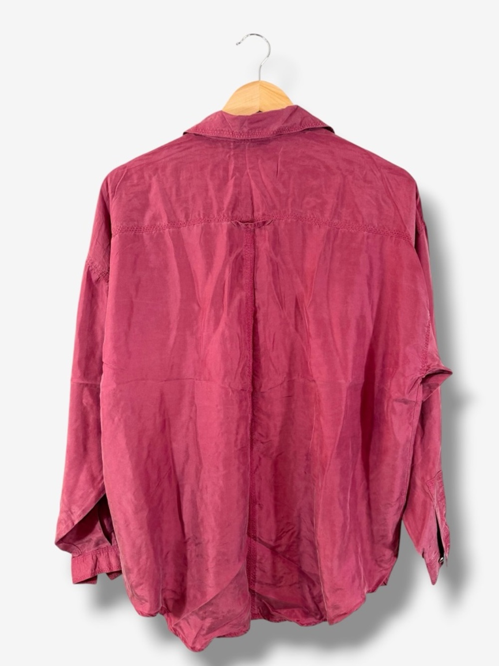 Vintage Croquet Club Silk Button Up Blouse Size M Cranberry Red Long Sleeve - Picture 9 of 10